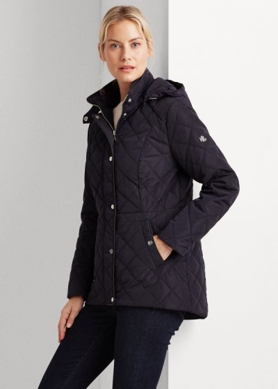 Chaquetas Ralph Lauren Mujer Azul Marino - Quilted Hooded - KFBEX6821